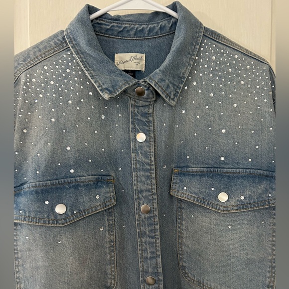 Universal Thread Rhinestone Embellished Denim Shacket - Picture 2 of 7